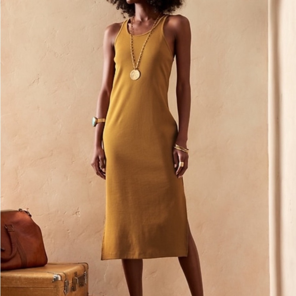 Banana Republic Racerback Tank MIDI Dress, color New Bronze Sz Med